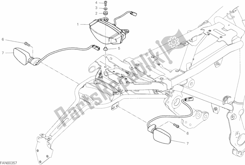 All parts for the Taillight of the Ducati Scrambler Desert Sled Thailand USA 803 2019